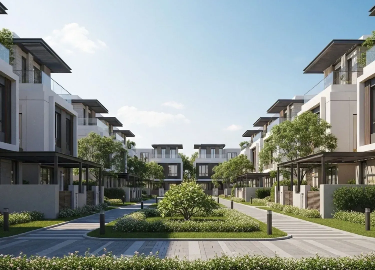 Modern residential villas and townhouses in Jumeirah Village Circle (JVC) Dubai, a primary service area for professional villa movers.
