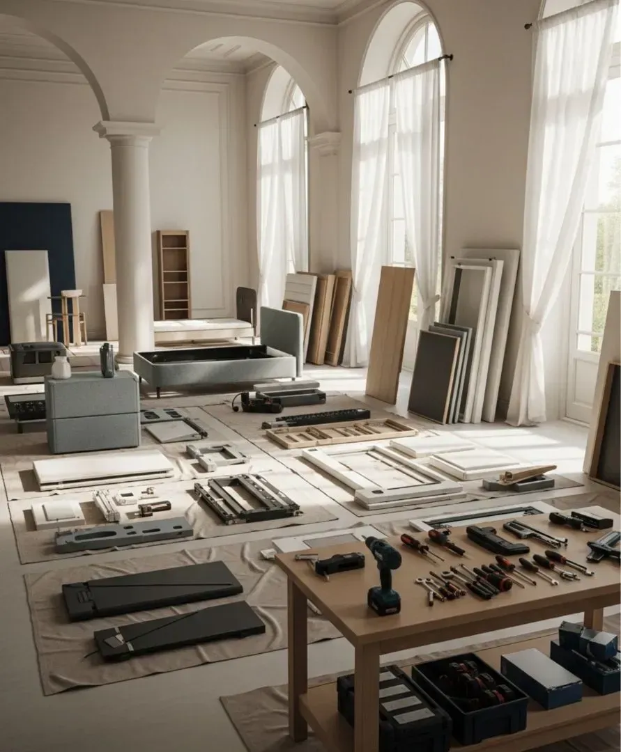 Professional furniture dismantling and reassembly service by villa movers in JVC Dubai.