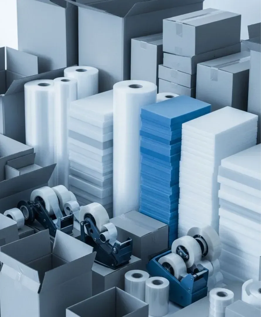 High-quality packing materials including bubble wrap and boxes supplied by villa movers in JVC Dubai.